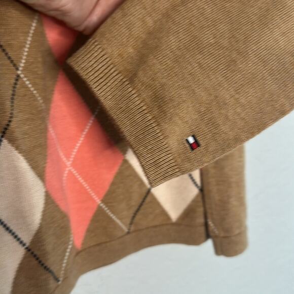 NEW Tommy Hilfiger Camel Tan Argyle Sweater V Neck Golf Caddyshack Sporty Preppy - Picture 4 of 8